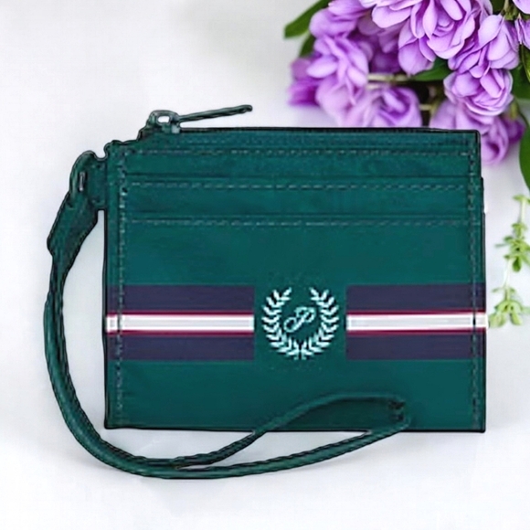 Victoria's Secret PINK New Card Case Keychain Wallet with Zipper, Hunter Green - Picture 8 of 10